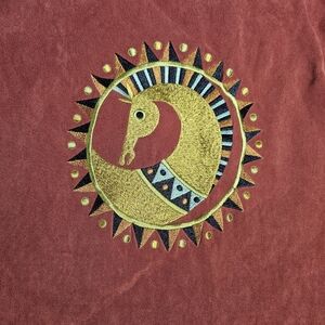 Bob Mackie VTG Rust Faux Suede Southwest Rodeo Horse Embroidery Zip Jacket XL